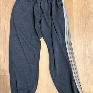 Gray Jogger Pants with Side Stripes